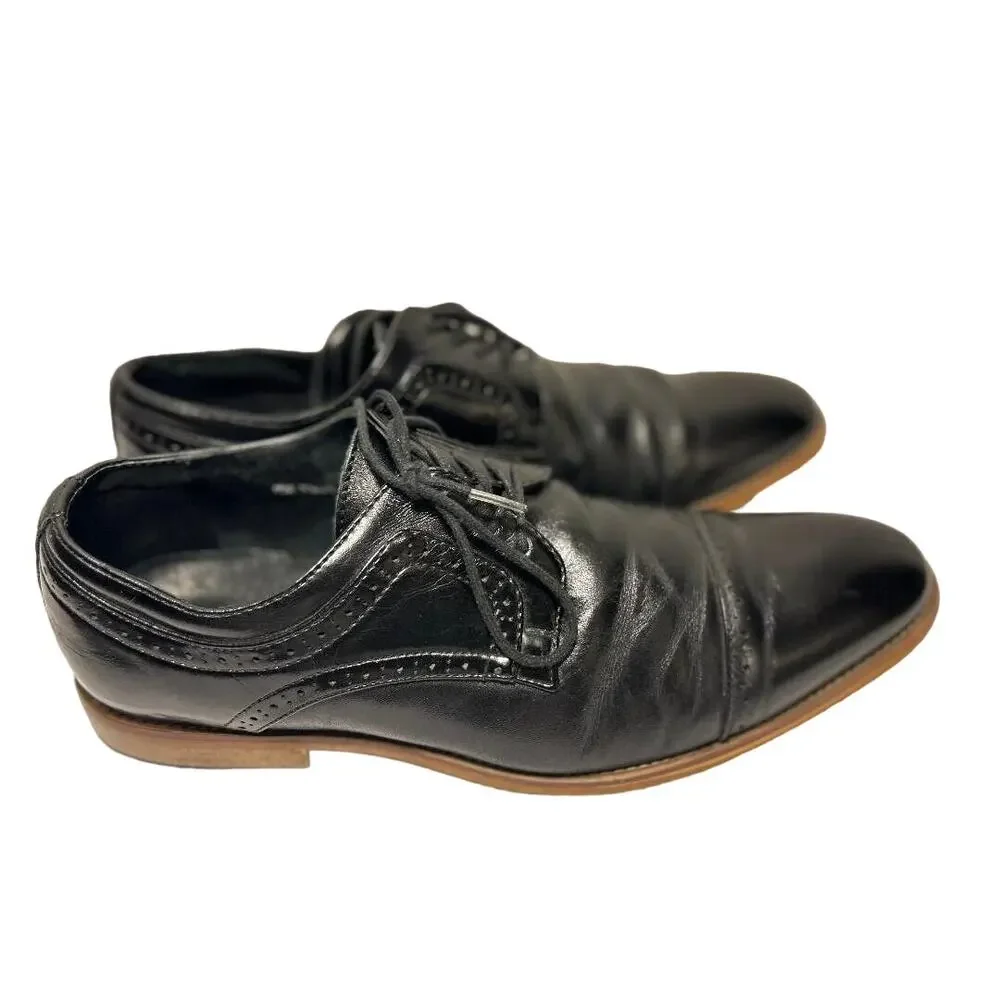 Men's Blk Stacy Adams Leather Dress Wing Tip Oxford Shoes, Casual, lace up Sz 11